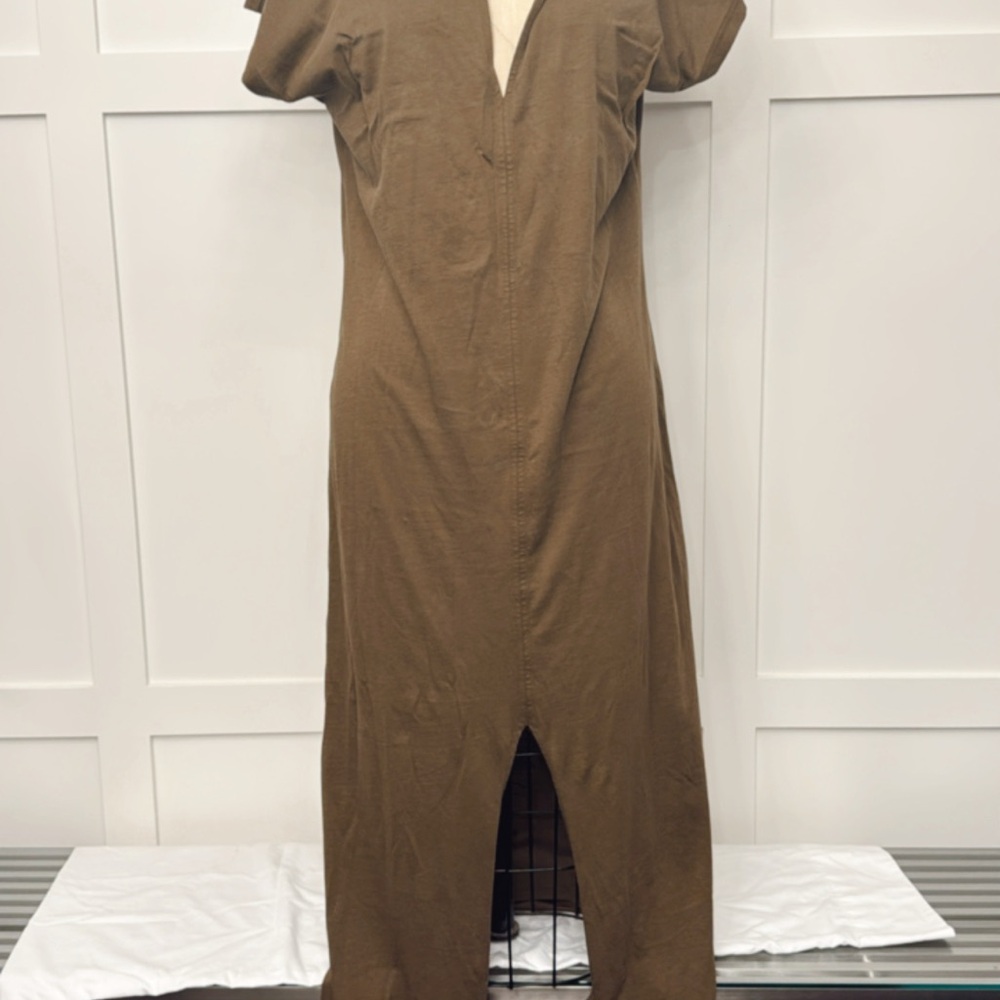 Frame Denim Olive Green Maxi Dress with Front Slit